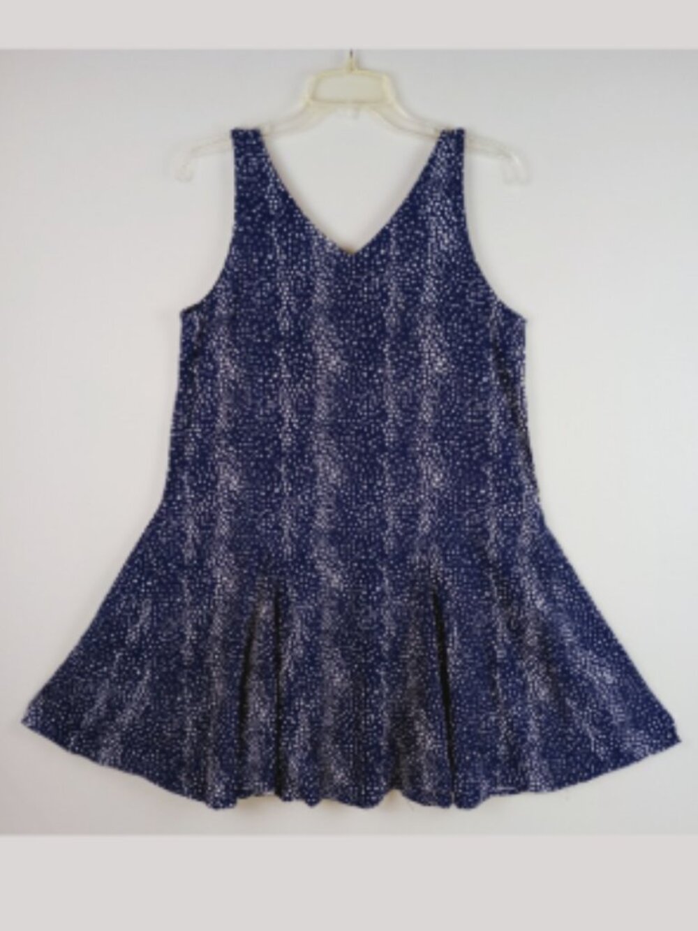 Loft Womens M Navy Blue White Stars Lightweight Sleeveless Full Ruffle Sundress